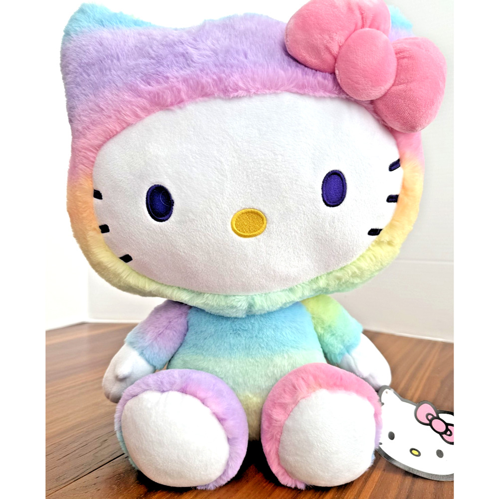 Hello Kitty 17.5” Rainbow Sherbet Teddy Plush SANRIO Official -BTS Jungkook NEW!